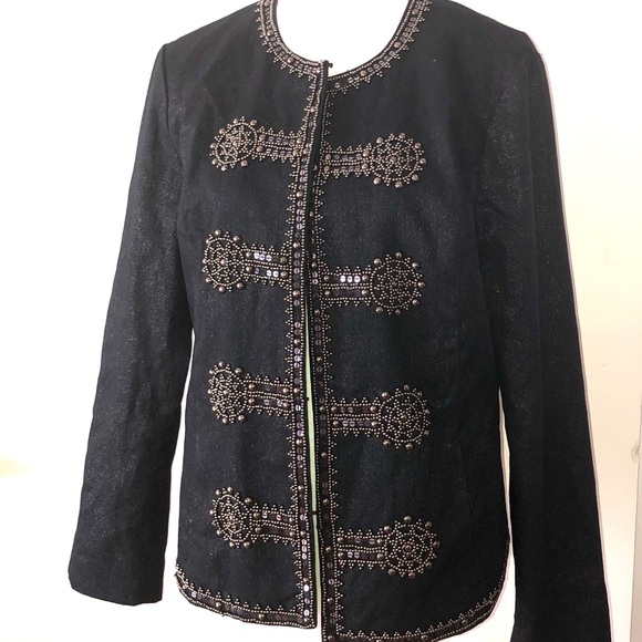 CHICO’S Black Embroidery Denim jean jacket - Picture 1 of 6